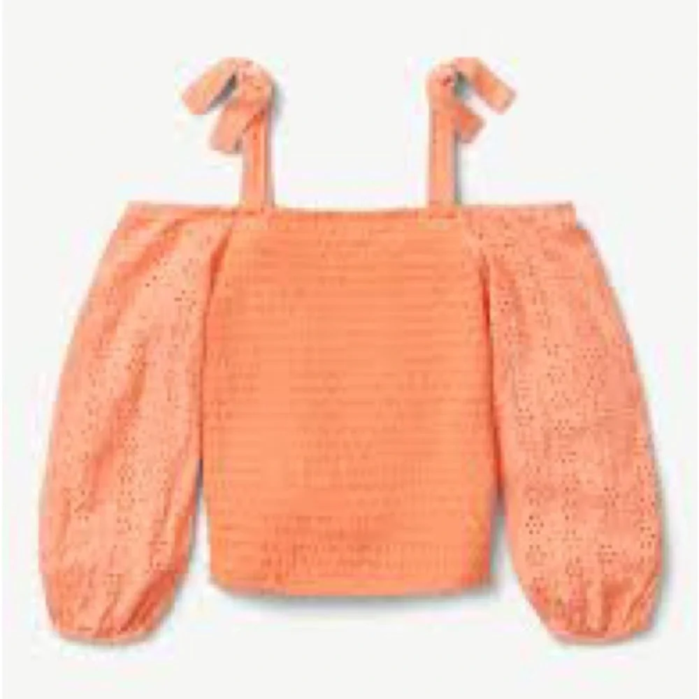 Justice Girl's Plus Smocked Long Sleeve Cold Shoulder Top